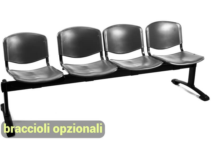 Panca 4 posti attesa Unisit Dado D54P – rivestimento Eco grigio scuro D54P/ET
