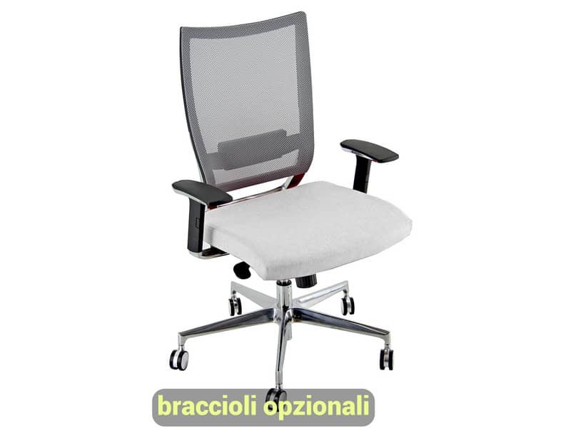 Sedia semidirezionale girevole Unisit Concept COTXL schienale in rete grigio – rivestimento pelle bianco – COTXL/PQ
