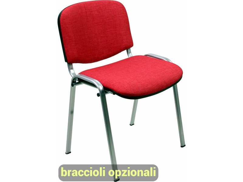 Sedia visitatore 4 gambe Unisit Dado D5C acciaio cromato – rivestimento ignifugo rosso – Conf. 2 pezzi – D5C/2/IR