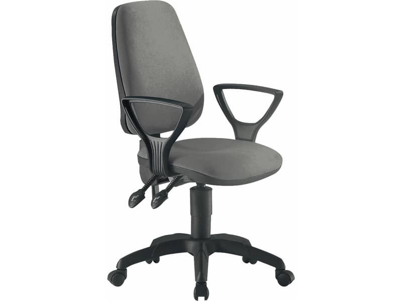 Sedia operativa girevole Unisit Leda LDAY Eco smart – schienale alto rivest. ignifugo grigio con braccioli LDAY/BR/IT