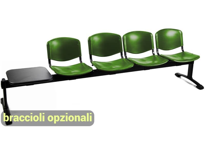 Panca 4 posti attesa Unisit Dado D54PT con tavolino – rivestimento Eco verde – D54PT/EV