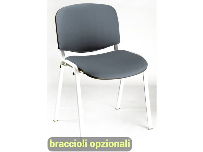Sedia visitatore 4 gambe Unisit Dado D5B acciaio bianco – rivestimento eco grigio scuro – Conf. 2 pezzi – D5B/2/ET