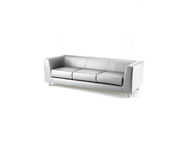 Divano attesa a 3 posti Unisit Quad QD3 schienale fisso – rivestimento tessuto ecopelle bianco – QD3/KQ