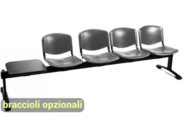Panca 4 posti attesa Unisit Dado D54PT con tavolino - rivestimento Eco grigio scuro - D54PT/ET