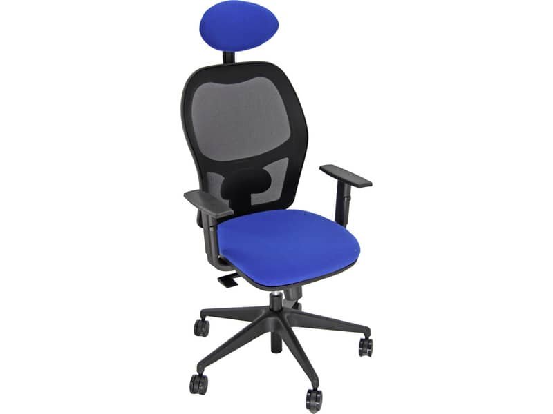 Sedia operativa girevole Unisit Hubble HUHUPG con poggiatesta – rivestimento ignifugo blu con braccioli HUHUPG/BR/IB