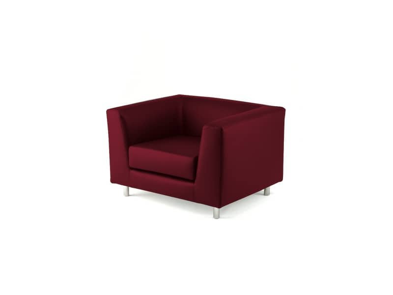 Divano attesa a 1 posto Unisit Quad QD1 schienale fisso – rivestimento tessuto ignifugo bordeaux – QD1/ID