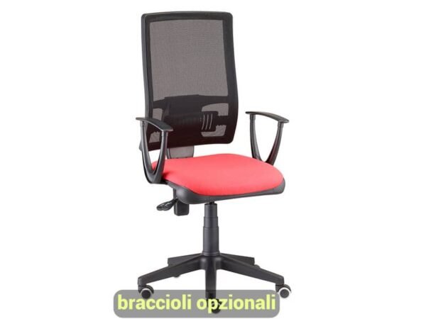 Sedia operativa girevole Unisit Nereide NDA schienele in rete - rivestimento ignifugo rosso - NDA/IR