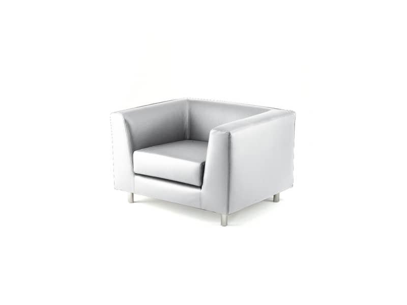 Divano attesa a 1 posto Unisit Quad QD1 schienale fisso – rivestimento tessuto ecopelle bianco -QD1/KQ