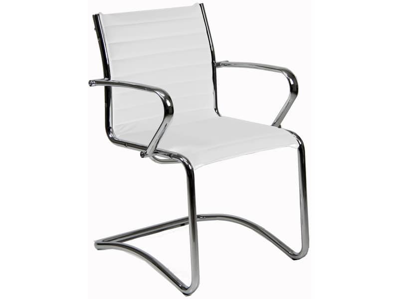 Sedia visitatore direzionale su slitta Unisit Pollux New PNV – rivestimento ecopelle bianco – PNV/KQ