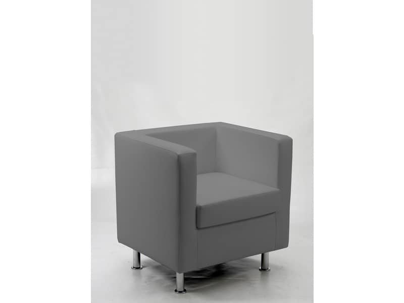 Divano attesa 1 posto Unisit Pragma PR1 schienale fisso – rivestimento in ecopelle grigio – PR1/KG
