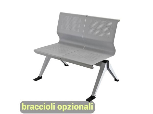 Panca 2 posti attesa Unisit Panair PA2P acciaio verniciato grigio - schienale forato traspirante - PA2P