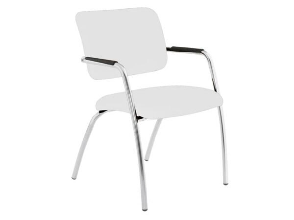 Sedia visitatore a 4 gambe Unisit Lithium LT4G struttura cromata - rivest. pelle bianco - LT4G/PQ