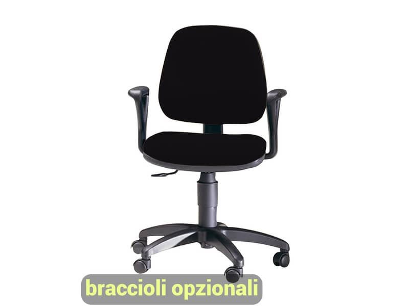 Sedia operativa girevole Unisit Leda LDB Eco smart – schienale basso – rivestimento Eco nero – LDB/EN