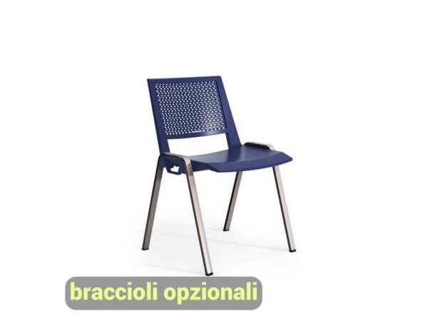 Sedia visitatore a 4 gambe Unisit Kentra KEV base nera schienale traspirante PPL blu - KEV/BL