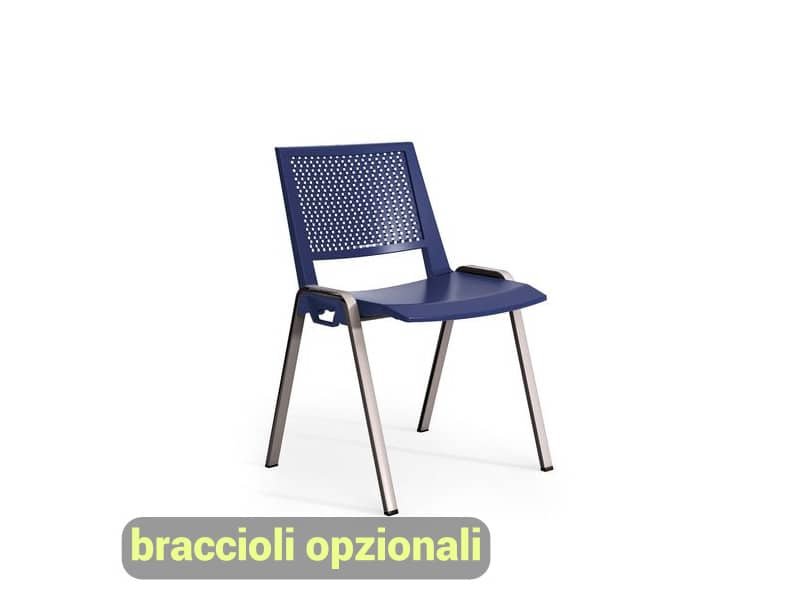 Sedia visitatore a 4 gambe Unisit Kentra KEV base nera schienale traspirante PPL blu – KEV/BL