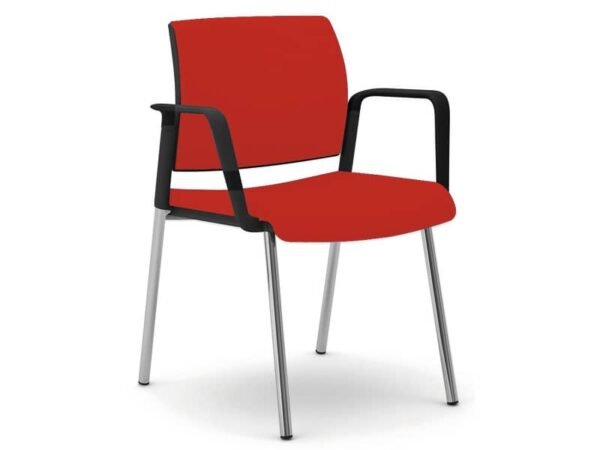 Sedia visitatore 4 gambe Unisit Kind KI4GNBR rivestimento  ignifugo rosso - con braccioli - KI4GNBR/IR