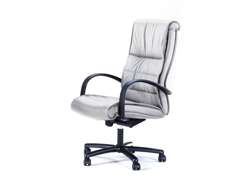 Poltrona direzionale girevole Unisit Gemini GMPY schienale fisso rivestimento ecopelle bianco – GMPY/KQ