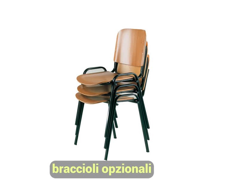 Sedia visitatore a 4 gambe Unisit Dado D5L in legno – struttura acciaio nero – conf. 2 pezzi – D5L/2