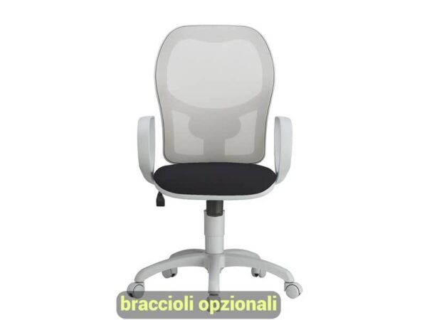 Sedia operativa girevole Unisit Hubble Grafix HUHUGR - schienale in rete - rivestimento ecopelle nero HUHUGR/KN