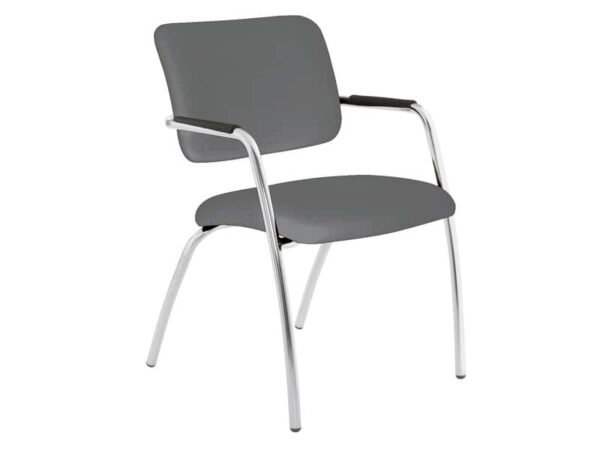 Sedia visitatore a 4 gambe Unisit Lithium LT4G struttura cromata - rivest. pelle grigio - LT4G/PT