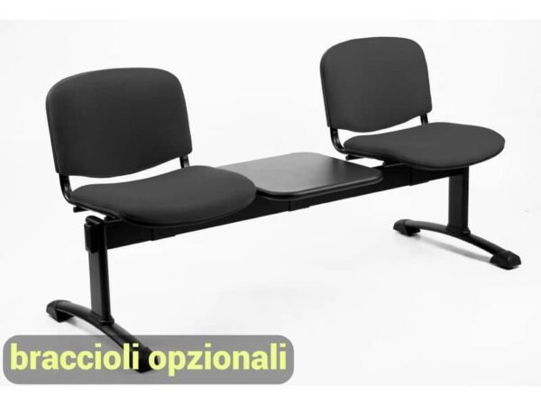 Panca 2 posti attesa Unisit Dado D52PT con tavolino - rivestimento Eco grigio scuro - D52PT/ET