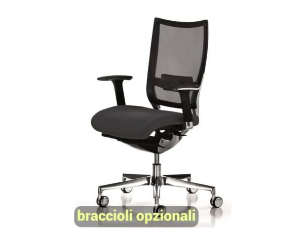 Sedia semidirezionale girevole Unisit Concept COT - schienale in rete - rivestimento fili luce grigio - COT/F14
