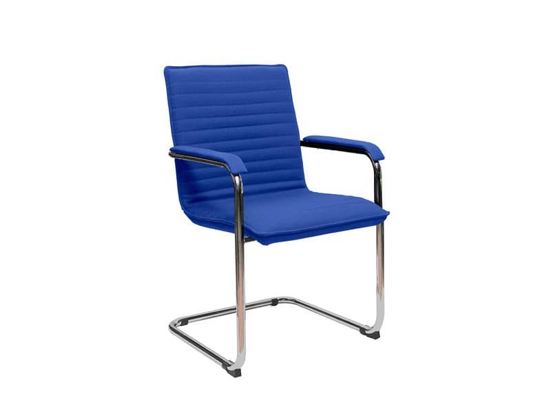 Sedia visitatore su slitta Unisit Cyndy CNS – rivestimento ignifugo blu – con braccioli – CNS/IB