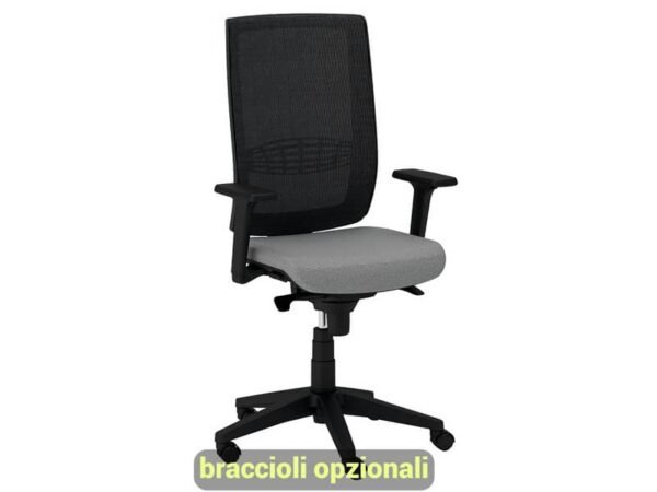 Sedia semidirezionale girevole Unisit Kind KIAN schienale in rete nero - rivestimento fili luce grigio - KIAN/F14