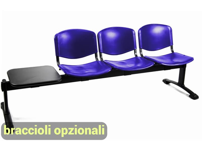 Panca 3 posti attesa Unisit Dado D5P3PT con tavolino – PPL blu D5P3PT/BL