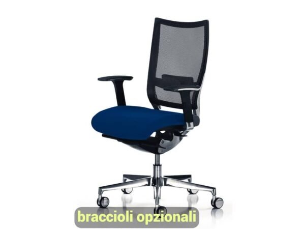 Sedia semidirezionale girevole Unisit Concept COT - schienale in rete - rivestimento fili luce blu - COT/F11