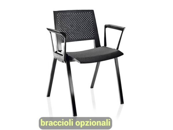 Sedia visitatore a 4 gambe Unisit Kentra KEV base nera schienale traspirante PPL nero - KEV/NE
