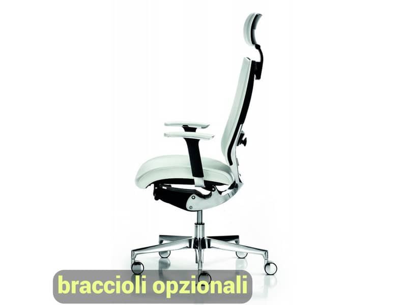 Sedia semidirezionale girevole Unisit Concept COTPG ergonomica con poggiatesta rivestimento pelle bianco – COTPG/PQ