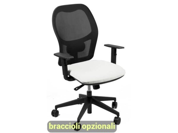 Sedia operativa girevole Unisit Hubble HUHU schienale in rete nero - rivestimento ecopelle bianco - HUHU/KQ