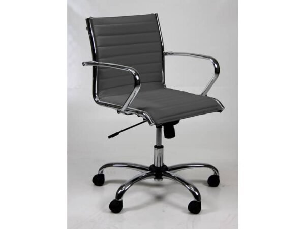 Poltrona direzionale girevole Unisit Pollux New PND schienale basso - rivest. fili luce grigio - con braccioli PND/F14