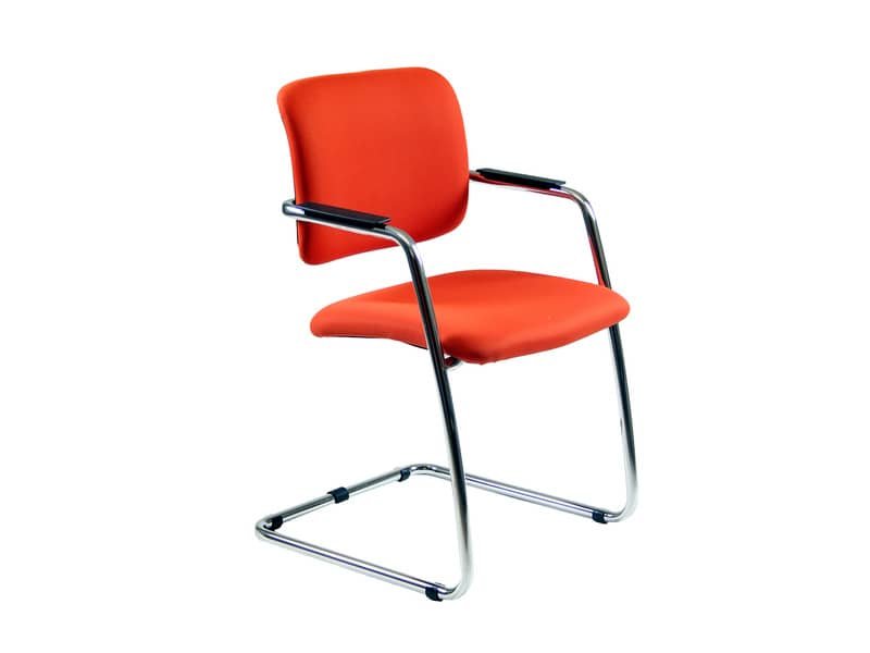 Sedia visitatore con slitta Unisit Lithium LTLT struttura cromata – rivest. Eco rosso – impilabile LTLT/ER