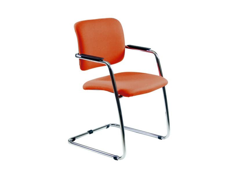 Sedia visitatore con slitta Unisit Lithium LTLT struttura cromata – rivest. Eco arancione – impilabile LTLT/EA