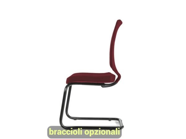 Sedia visitatore semidirezionale Unisit Newair NWNS su slitta - schienale rete nero - rivest. ignifugo bordeaux NWNS/ID
