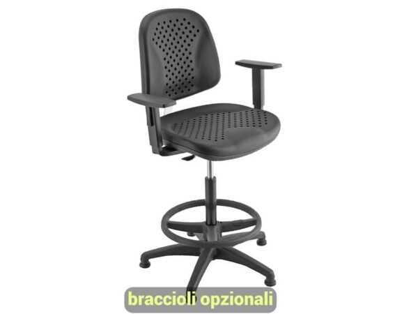 Sgabello tecnico Unisit Esos EOE21 alta resistenza poggiapiedi telescopico poliuterano integrale nero - EOE21