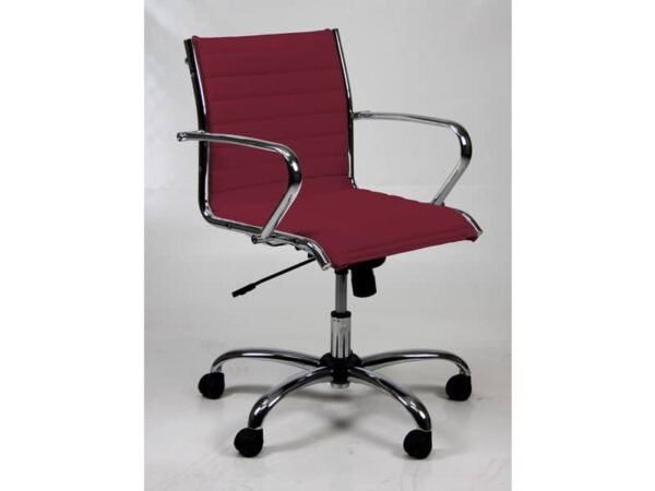 Poltrona direzionale girevole Unisit Pollux New PND schienale basso - rivest. ignifugo bordeaux - con braccioli PND/ID