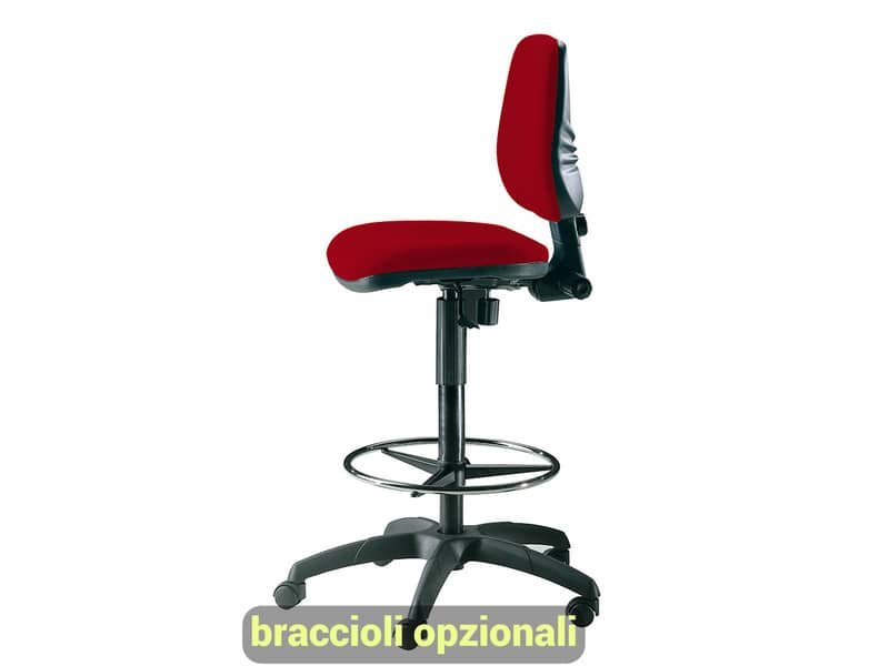 Sgabello tecnico Unisit Esos EOE1 seduta alta – poggiapiedi telescopico – rivestimento ignifugo rosso – EOE1/IR