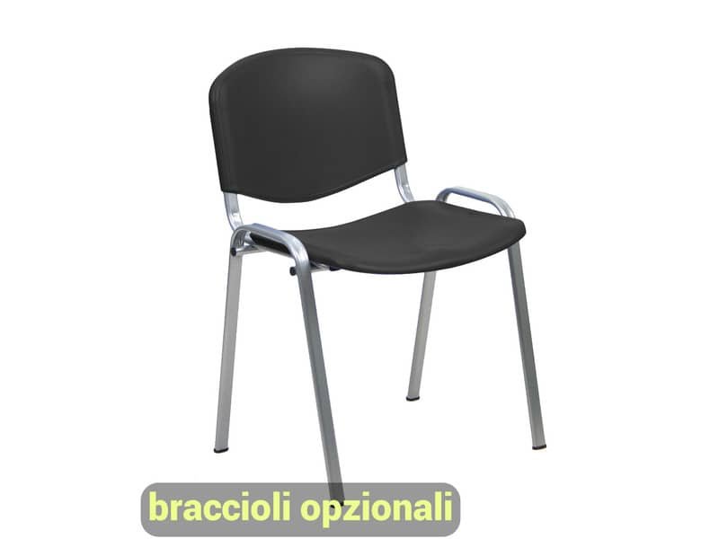 Sedia visitatore a 4 gambe Unisit Dado D5PG – struttura grigia – PPL nero – conf. 2 pezzi – D5PG/2/NE