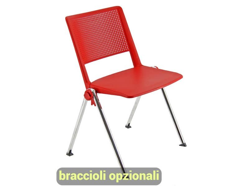 Sedia visitatore a 4 gambe Unisit Revolution RECP – schienale rigido rete PPL rosso – conf. 2 pezzi – RECP/2/RO