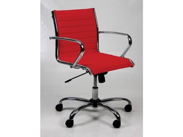 Poltrona direzionale girevole Unisit Pollux New PND schienale basso - rivest. ignifugo rosso - con braccioli - PND/IR