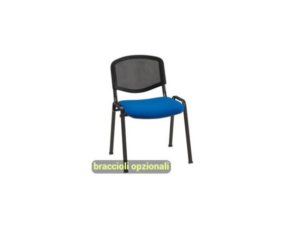 Sedia visitatore 4 gambe Unisit Dado D5N schienale in rete - rivestimento ignifugo blu - Conf. 2 pezzi - D5N/2/IB