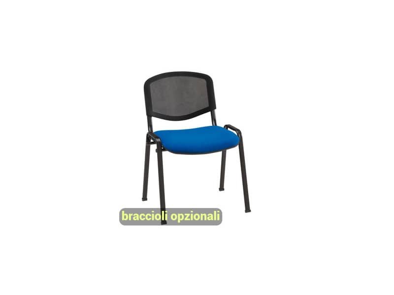 Sedia visitatore 4 gambe Unisit Dado D5N schienale in rete – rivestimento ignifugo blu – Conf. 2 pezzi – D5N/2/IB