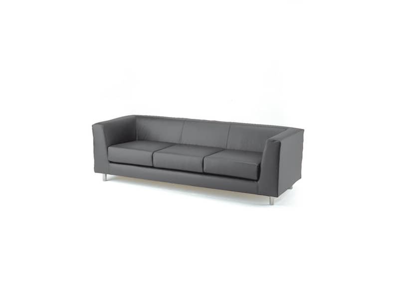 Divano attesa a 3 posti Unisit Quad QD3 schienale fisso – rivestimento tessuto ignifugo grigio scuro – QD3/IT