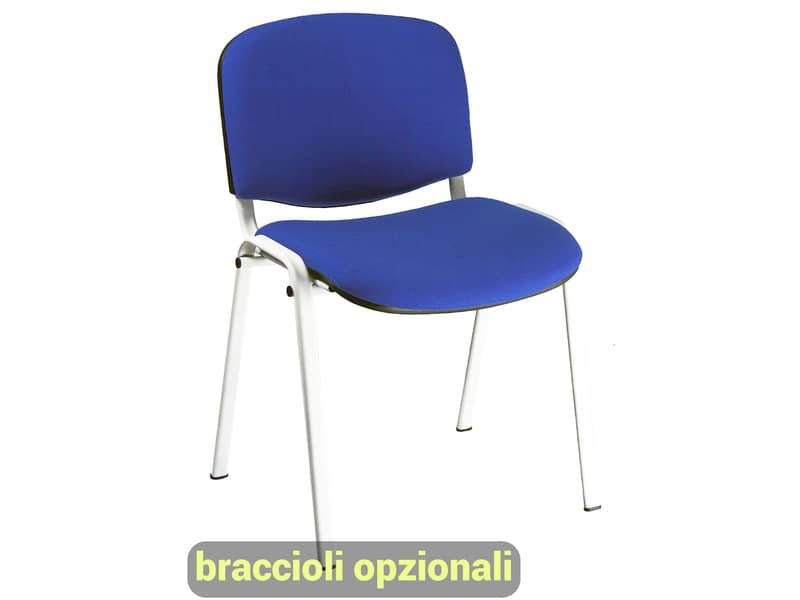 Sedia visitatore 4 gambe Unisit Dado D5B acciaio bianco – rivestimento eco blu – Conf. 2 pezzi – D5B/2/EB