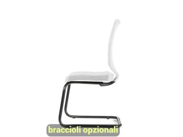 Sedia visitatore semidirezionale Unisit Newair NWNS su slitta - schienale rete nero - rivest. ecopelle bianco NWNS/KQ