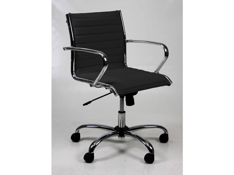 Poltrona direzionale girevole Unisit Pollux New PND schienale basso – rivest. ecopelle nero – con braccioli – PND/KN