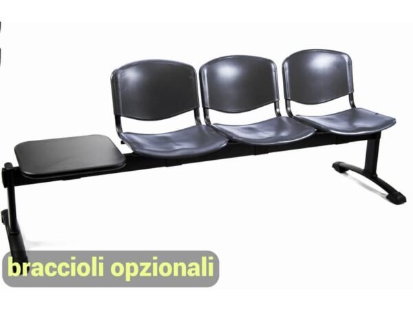 Panca 3 posti attesa Unisit Dado D5P3PT con tavolino - PPL nero D5P3PT/NE